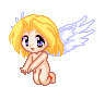 an animated gif of an anime styled cherub flapping their wings